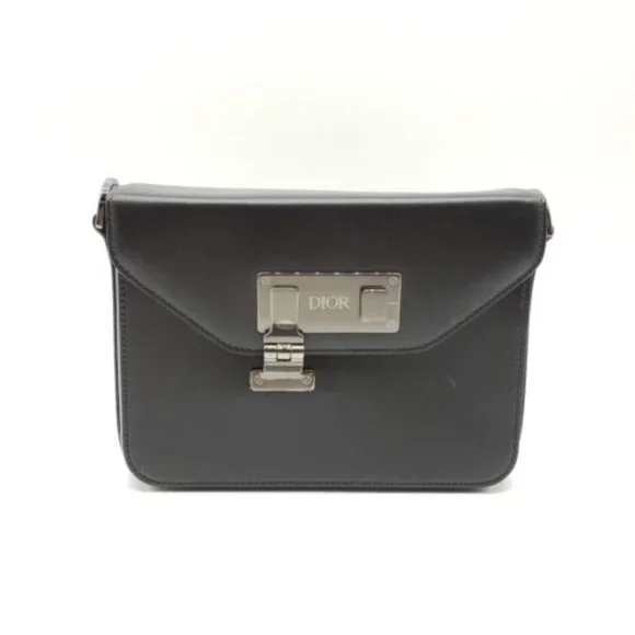 Dior Messenger Crossbody Smooth Leather Lock Bag | Black | NEW - Picture 2 of 9